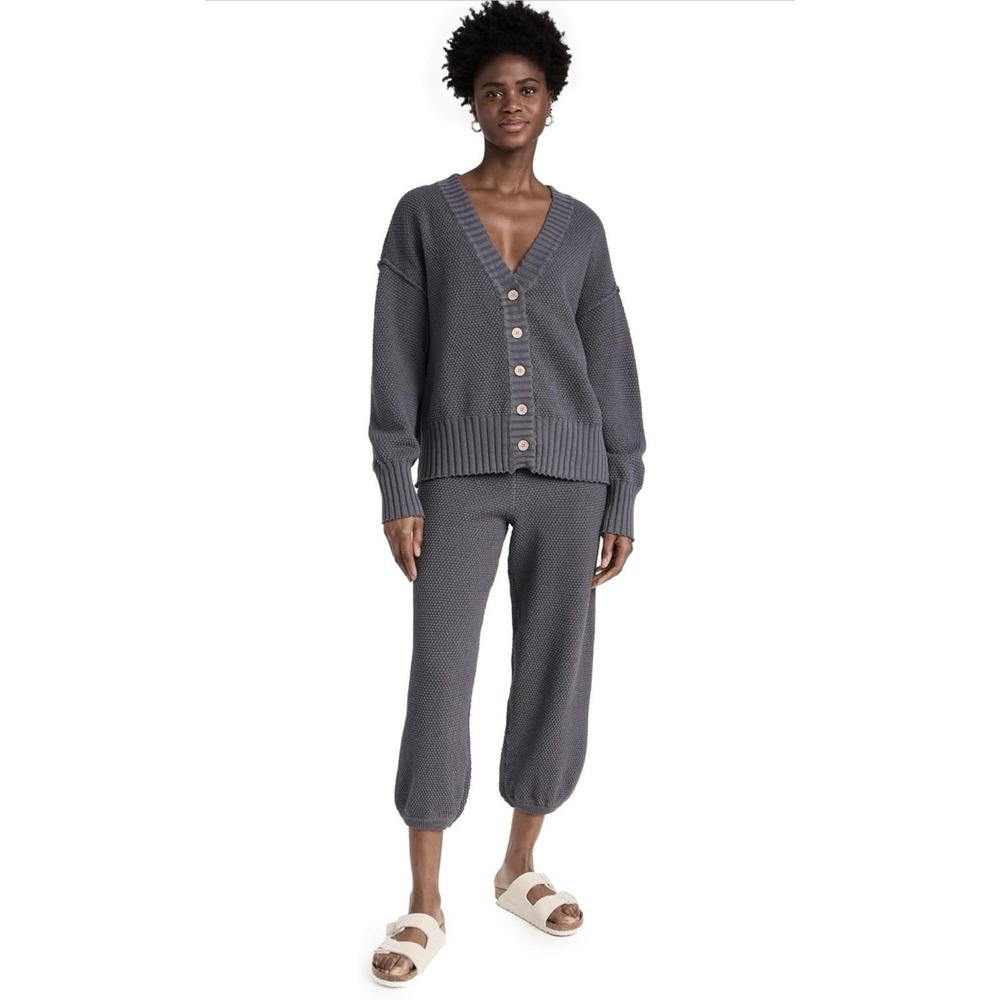 Free People Beach Hailee Cardi‎ Set Size Small Gray Knit Sweater Jogger Lounge